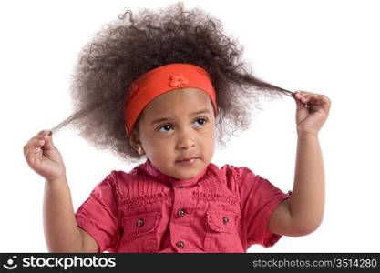 Adorable african baby with afro hairstyle isolated over white