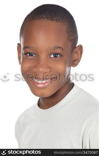 adorable African boy a over white background
