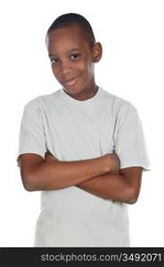 adorable African boy a over white background