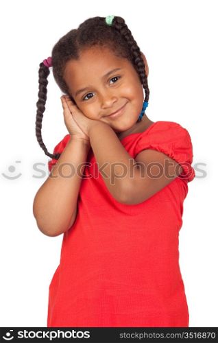 Adorable african little girl isolated on a over white background