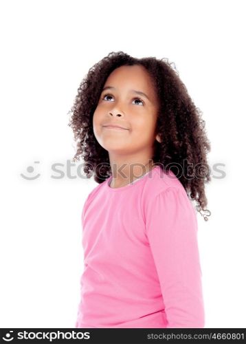 Adorable african little girl isolated on a white background