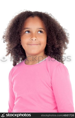 Adorable african little girl isolated on a white background