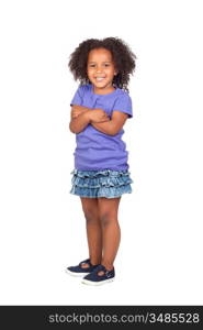 Adorable african little girl with beautiful hairstyle isolated over white