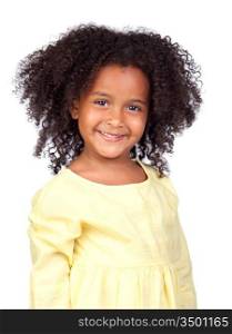 Adorable african little girl with beautiful hairstyle isolated over white