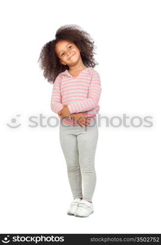 Adorable african little girl with beautiful hairstyle isolated over white