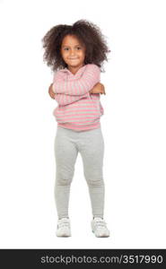 Adorable african little girl with beautiful hairstyle isolated over white