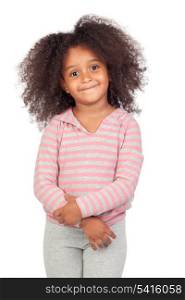 Adorable african little girl with beautiful hairstyle isolated over white