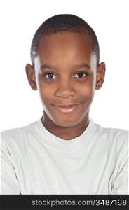 Adorable african preadolescent on a over white background