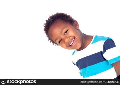 Adorable afroamerican child looking at the camera isolated on a white background