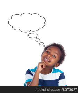 Adorable afroamerican child thinking isolated on a white background