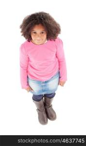 Adorable Afroamerican girl top view isolated on a white background
