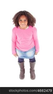 Adorable Afroamerican girl top view isolated on a white background