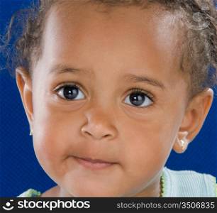 Adorable baby african a over blue background