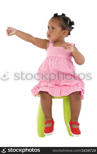 Adorable baby angry on a over white background