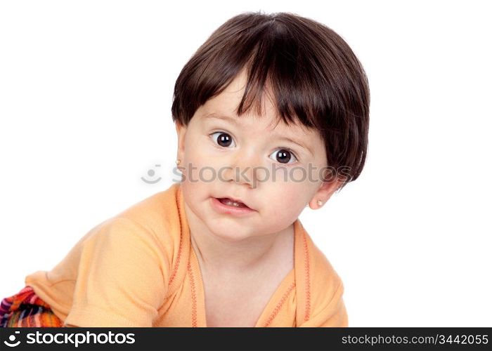 Adorable baby girl isolated on a over white background