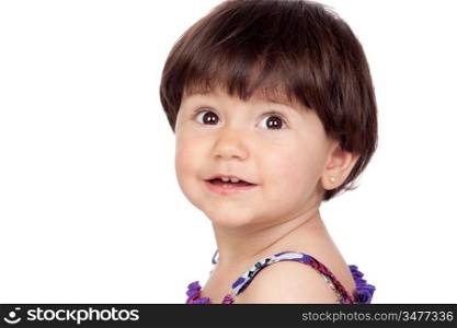 Adorable baby girl smiling isolated on a over white background