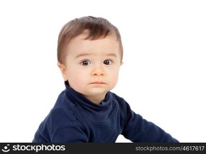 Adorable baby looking at camera isolated on a white background