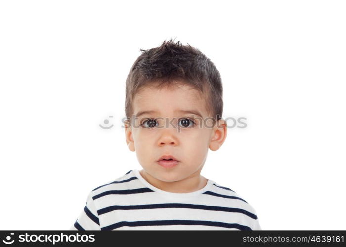 Adorable baby nine months isolated on a white background