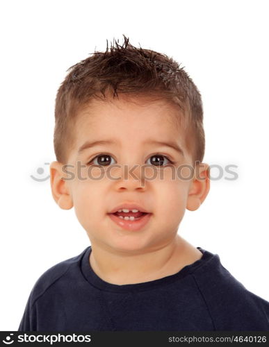 Adorable baby nine months isolated on a white background