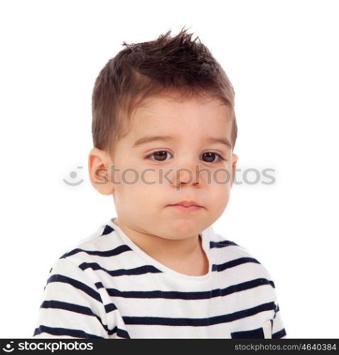 Adorable baby nine months isolated on a white background