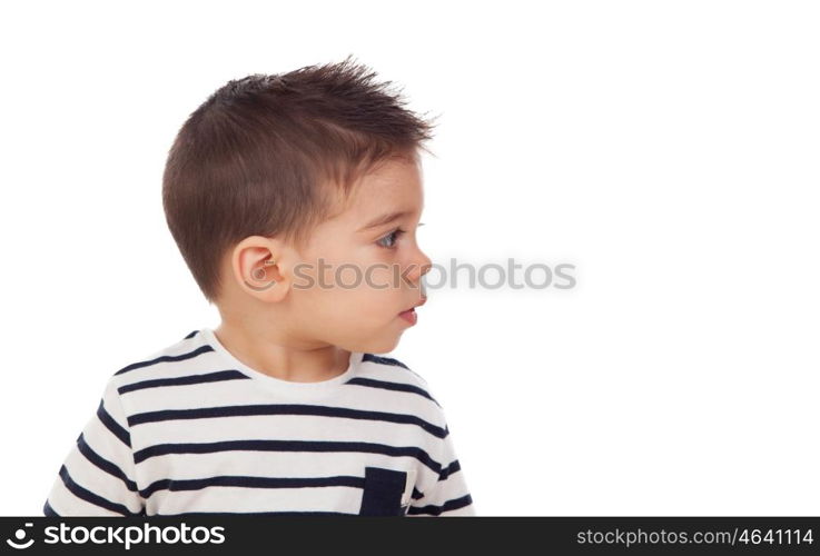 Adorable baby nine months isolated on a white background