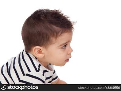 Adorable baby nine months isolated on a white background