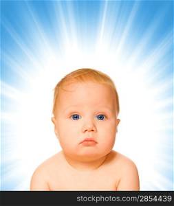 Adorable baby on abstract background
