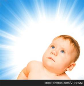 Adorable baby on abstract background
