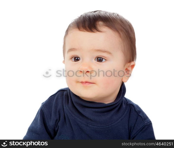 Adorable baby with brawn eyes isolated on a white background