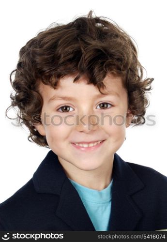 Adorable boy smiling isolated on a over white background