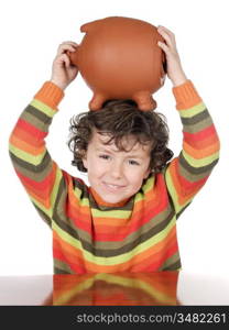 adorable boy with the full head of savings a over white background