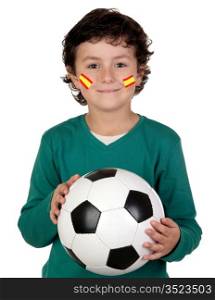 Adorable child follower of Spanish Selection with his face painted