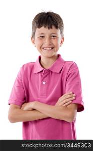 Adorable child smiling on a over white background