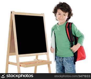 adorable child student a over white background