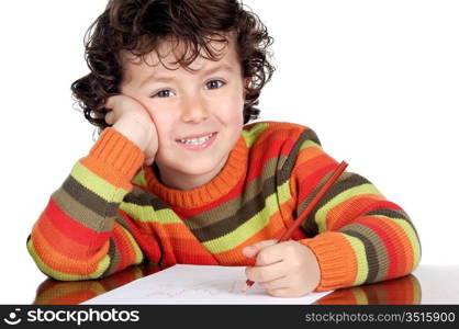 adorable child student a over white background