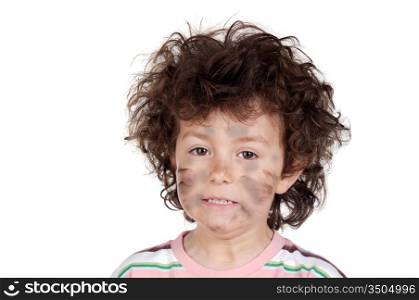 adorable child victim with electricity a over white background