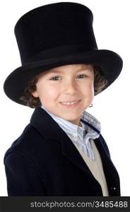 Adorable child with hat a over white background