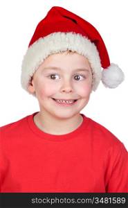 Adorable child with Santa Hat isolated on white background