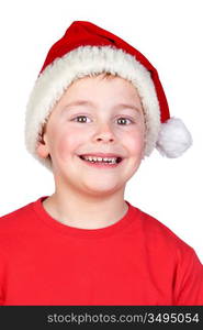 Adorable child with Santa Hat isolated on white background