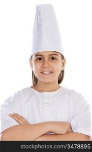 Adorable cook child a over white background