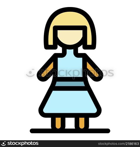Adorable doll icon. Outline adorable doll vector icon color flat isolated. Adorable doll icon color outline vector