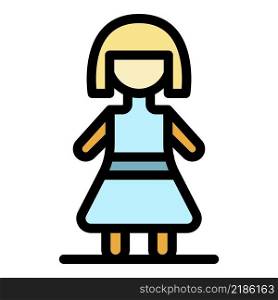 Adorable doll icon. Outline adorable doll vector icon color flat isolated. Adorable doll icon color outline vector