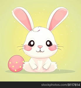 Adorable Easter Bunny cartoon on a colour pastel background by generative AI