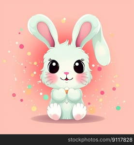 Adorable Easter Bunny cartoon on a colour pastel background by generative AI