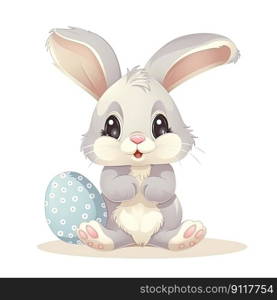 Adorable Easter Bunny cartoon on a white background by generative AI