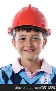 Adorable future architect over a white background