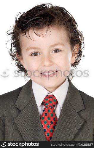 adorable future businessman a over white background