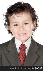 adorable future businessman a over white background