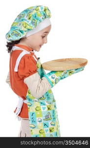 adorable future cook with surprise gesture a over white background