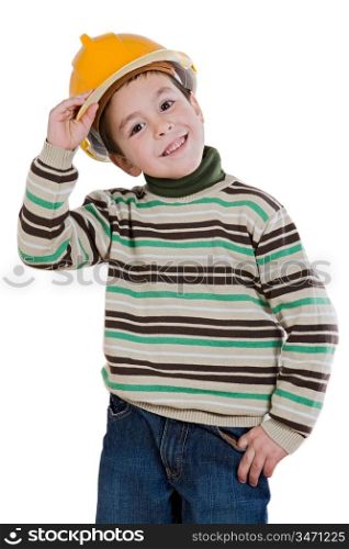 Adorable future engineer isolated on a over white background